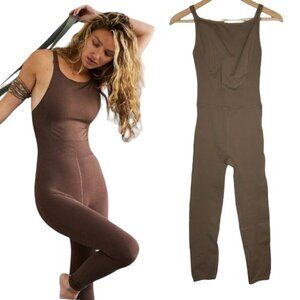 Free People Good Karma High Neck Onesie BROWN TAUPE M/L Brand New WithOUT Tags